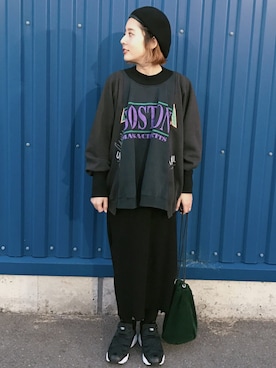 「スエット」｜「アイテム（ハンチング/ベレー帽）」を使った、yuiさん（レディース・154cm）の冬コーディネート