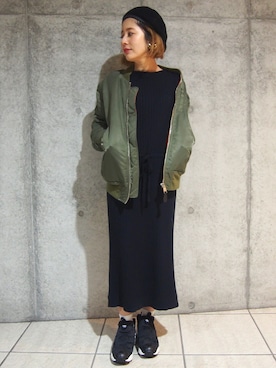 「Reebok（リーボック）のユニセックス リーボック インスタ ポンプフューリー ブラック Reebok INSTAPUMP FURY OG V65750（スニーカー）」を使った、yuiさん（レディース・154cm）の冬コーディネート