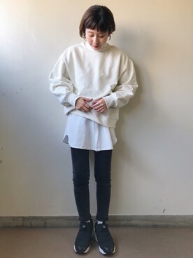 「EDITION（エディション）のACNE STUDIOS SKIN 5 USED スキニーパンツ（デニムパンツ）」を使った、yuiさん（レディース・155cm）の冬コーディネート
