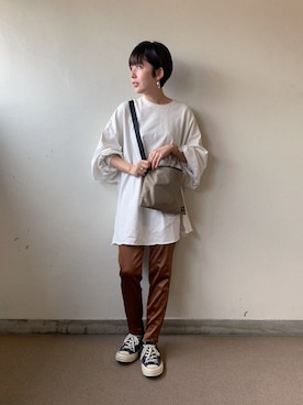 「袖ボリューム」｜「アイテム（レッグウェア）」を使った、yuiさん（レディース・155cm）の秋コーディネート