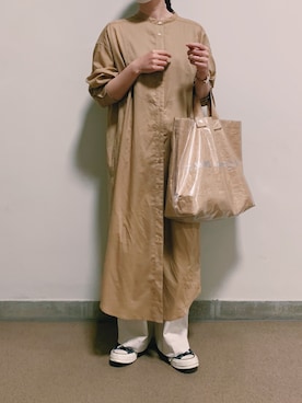 「LEPSIM（レプシィム）のアイテム（シャツワンピース）」を使った、yuiさん（レディース・155cm）の春コーディネート