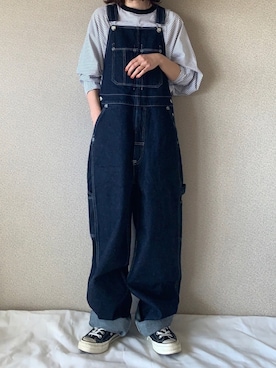 「Levi's RED（リーバイスレッド）のアイテム（オールインワン・サロペット）」を使った、yuiさん（レディース・155cm）の冬コーディネート
