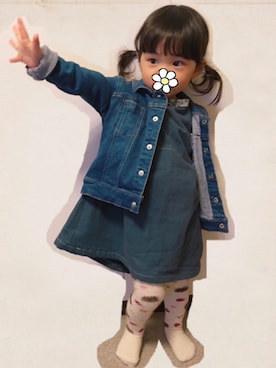 「koe（コエ）のアイテム（ジャケット/アウター）」を使った、koooさん（キッズ・80cm）の春コーディネート