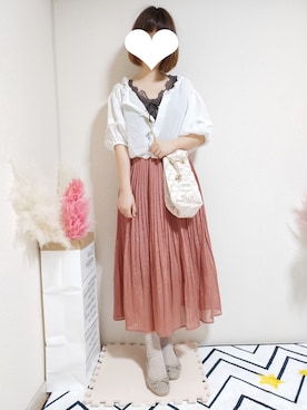 「one after another NICE CLAUP（ワンアフターアナザーナイスクラップ）のレース＆レオパードバレエシューズ（バレエシューズ）」を使った、kikisou212さん（レディース・159cm）の夏コーディネート