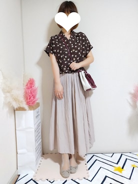 「one after another NICE CLAUP（ワンアフターアナザーナイスクラップ）のレース＆レオパードバレエシューズ（バレエシューズ）」を使った、kikisou212さん（レディース・159cm）の夏コーディネート