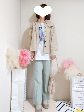 「one after another NICE CLAUP（ワンアフターアナザーナイスクラップ）のレース＆レオパードバレエシューズ（バレエシューズ）」を使った、kikisou212さん（レディース・159cm）の春コーディネート