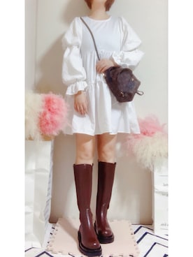 「one after another NICE CLAUP（ワンアフターアナザーナイスクラップ）のアイテム（チュニック）」を使った、kikisou212さん（レディース・159cm）の冬コーディネート