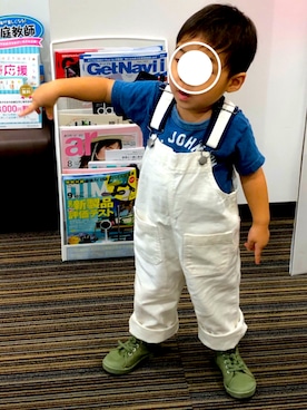 「petit main（プティマイン）のアイテム（オールインワン・サロペット）」を使った、waa;)さん（レディース・150cm）の夏コーディネート