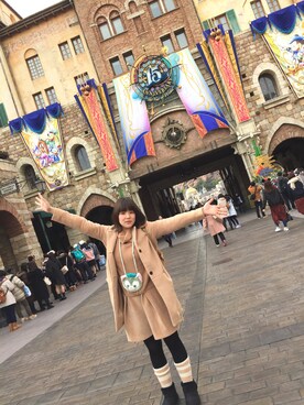 「GU（ジーユー）のアイテム（ブーツ、ブラック系）」を使った、みぃさん（レディース・168cm）の冬コーディネート