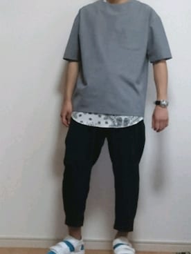「VENCEEXCHANGE（ヴァンスエクスチェンジ）のアイテム（タンクトップ、ホワイト系）」を使った、ALさん（メンズ・169cm）の夏コーディネート