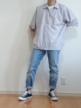 「Levi's（リーバイス）のアイテム（デニムパンツ、ブルー系）」を使った、ALさん（メンズ・169cm）の夏コーディネート