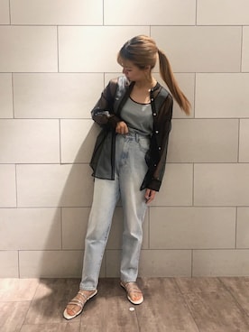 「ジーナシス」｜「アイテム（タンクトップ）」を使った、Ayukaさん（レディース・159cm）の夏コーディネート
