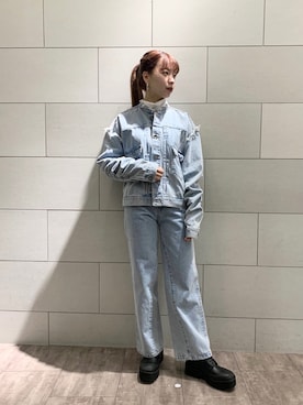 「JEANASIS（ジーナシス）のアイテム（デニムジャケット）」を使った、Ayukaさん（レディース・159cm）の冬コーディネート