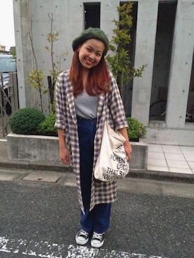 「Green Parks fuuwa（グリーンパークスフーワ）のアイテム（その他アウター）」を使った、ぽんさん（レディース・160cm）の春コーディネート
