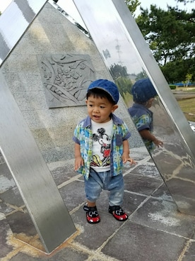 「BIT'Z（ビッツ）のアイテム（トップス）」を使った、☘ゆうり☘さん（キッズ・70cm）の夏コーディネート