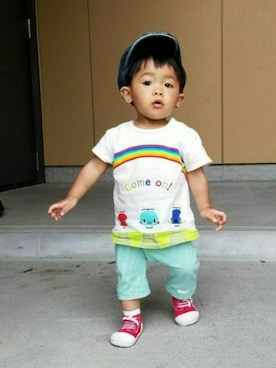「1歳3ヶ月」｜「アイテム（ハンチング/ベレー帽）」を使った、☘ゆうり☘さん（キッズ・70cm）の夏コーディネート