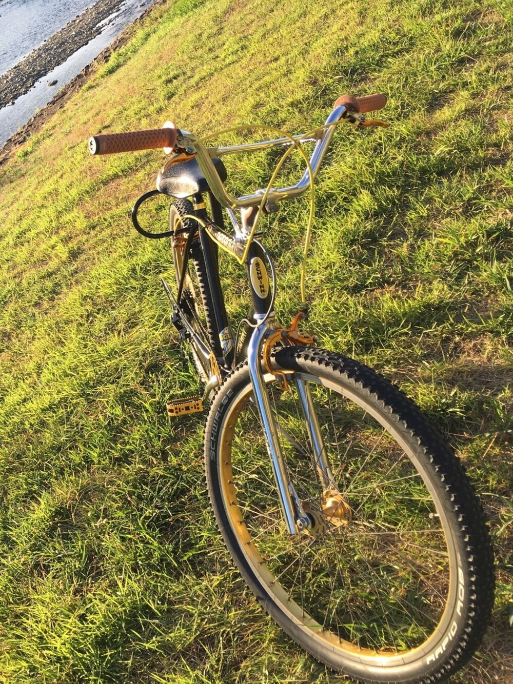 「自転車、schwinn、 ＢＭＸ、黒、ビンテージ、レトロ、80's、アメリカ、BMXクルーザー」｜「Schwinnのアイテム（スポーツグッズ、ブラック系）」を使った、ヒロさん（メンズ・169cm）の夏コーディネートの1枚目の写真