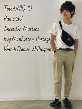 「Manhattan Portage」｜「アイテム（スラックス）」を使った、らいらいらさん（メンズ・162cm）の夏コーディネート