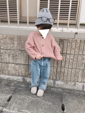 「BOBSON（ボブソン）のアイテム（デニムパンツ）」を使った、こだまさん（キッズ・100cm）の秋コーディネート
