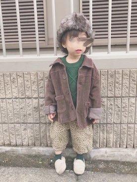 「KRIFF MAYER Kid's Collection（クリフメイヤーキッズコレクション）のアイテム（キャップ）」を使った、こだまさん（キッズ・100cm）の秋コーディネート