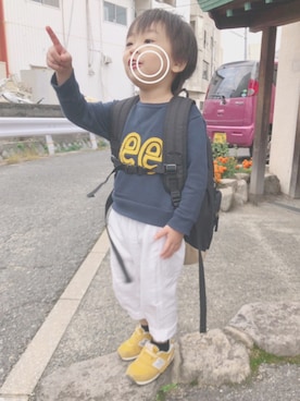 「Lee（リー）のアイテム（バックパック/リュック）」を使った、こだまさん（キッズ・100cm）の秋コーディネート