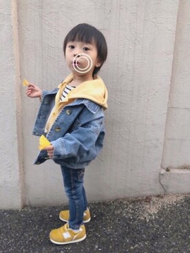 「勝手にイエローフェス」｜こだまさん（キッズ・100cm）の冬コーディネート