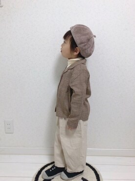 「グレンチェック」｜「アイテム（ラッピングキット）」を使った、こだまさん（キッズ・100cm）の冬コーディネート