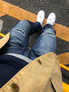 「アイテム（パーカー、ブルー系）」を使った、brown1cricketさん（メンズ・165cm）の秋コーディネート