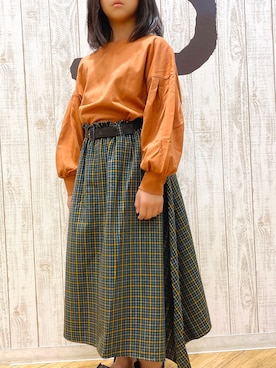 「アイテム（スカート、ブラック系）」を使った、mikurin312さん（キッズ・127cm）の秋コーディネート