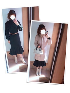 「JUSGLITTY（ジャスグリッティー）のアイテム（ジャケット/アウター）」を使った、tomoさん（レディース・157cm）の冬コーディネート