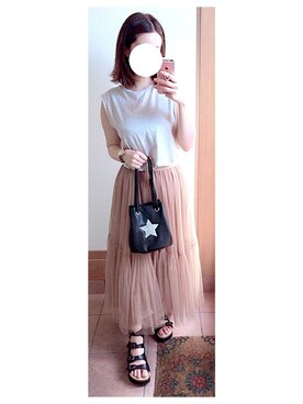 「Marc by Marc Jacobs（マークバイマークジェイコブス）のアイテム（アナログ腕時計）」を使った、tomoさん（レディース・157cm）の夏コーディネート