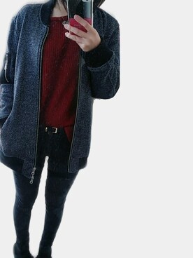 「THE SHOP TK （ザ ショップ ティーケー ）のアイテム（ブルゾン、グレー系）」を使った、airi😋😝さん（レディース・153cm）の春コーディネート