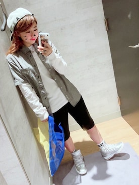 「NEW ERA（ニューエラ）のアイテム（シャツ/ブラウス）」を使った、MSYさん（レディース・159cm）の夏コーディネート