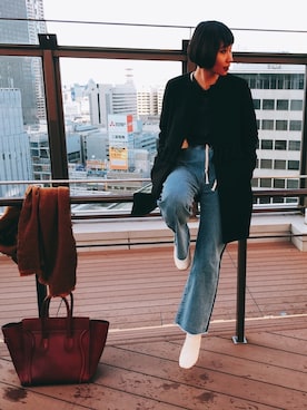 「CELINE」｜「アイテム（ダウンジャケット/コート）」を使った、中林春菜さん（レディース・161cm）の冬コーディネート