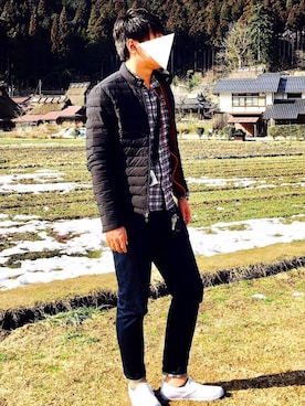 「ARMANI EXCHANGE（アルマーニエクスチェンジ）のアイテム（ダウンジャケット/コート）」を使った、Nさん（メンズ・174cm）の春コーディネート