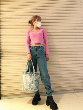 「FIG&VIPER（フィグアンドバイパー）のアイテム（トートバッグ）」を使った、FIG&VIPER_Yukaさん（レディース・167cm）の春コーディネート