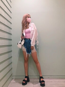 「FIG&VIPER（フィグアンドバイパー）のアイテム（キャミソール）」を使った、FIG&VIPER_Yukaさん（レディース・167cm）の夏コーディネート