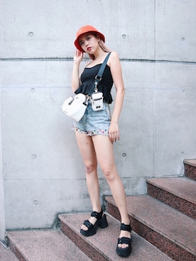 「FIG&VIPER（フィグアンドバイパー）のアイテム（チューブトップ）」を使った、FIG&VIPER_Yukaさん（レディース・167cm）の夏コーディネート