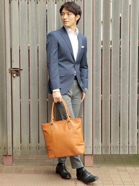 「STUDIOUS（ステュディオス）のアイテム（バッグ）」を使った、UNBILLION_MENSさん（メンズ・176cm）の冬コーディネート