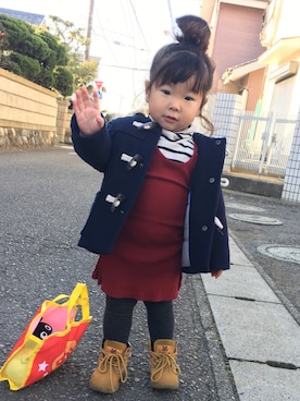 「babygap」｜「アイテム（ダッフルコート）」を使った、♡M♡さん（キッズ・80cm）の冬コーディネート