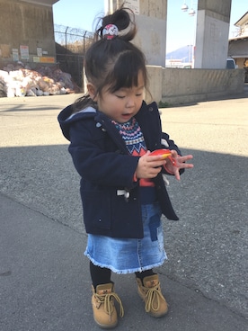 「babygap」｜「アイテム（ダッフルコート）」を使った、♡M♡さん（キッズ・80cm）の冬コーディネート