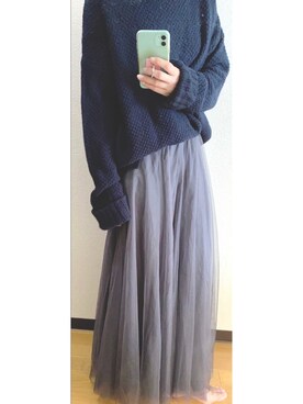 kyochiさんの「[低身長サイズ有]チュールロングスカート」を使ったコーディネート