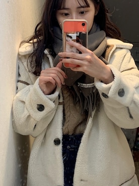 「Heather（ヘザー）のアイテム（ムートンコート）」を使った、morimorioisiiさん（レディース・161cm）の冬コーディネート