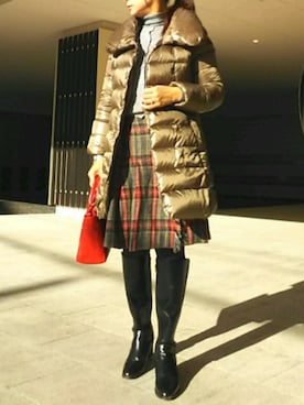 「コンサバ」｜「アイテム（ダウンジャケット/コート）」を使った、けゆもんさん（レディース・156cm）の冬コーディネート