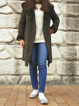 「URBAN RESEARCH ROSSO WOMEN（アーバンリサーチ　ロッソ）のアイテム（ムートンコート）」を使った、けゆもんさん（レディース・156cm）の冬コーディネート