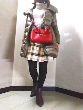 「バーバリー」｜「アイテム（ダウンジャケット/コート）」を使った、けゆもんさん（レディース・156cm）の冬コーディネート
