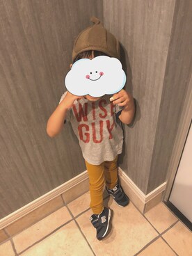 「BENETTON (UNITED COLORS OF BENETTON)（ベネトンユナイテッドカラーズオブベネトン）のアイテム（Tシャツ/カットソー）」を使った、haasaさん（キッズ・90cm）の秋コーディネート
