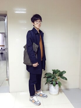 「GAP（ギャップ）のアイテム（ピーコート）」を使った、嘉树さん（メンズ・185cm）の冬コーディネート