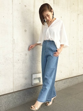 「Settimissimo（セッティミッシモ）のアイテム（パンツ）」を使った、Yumiさん（レディース・156cm）の春コーディネート