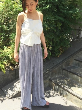 「Settimissimo（セッティミッシモ）のアイテム（トップス）」を使った、Yumiさん（レディース・156cm）の夏コーディネート